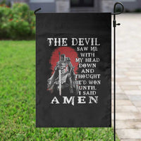 American Patriot Garden Flag The Devil Saw Me With My Head Down Until I Said Amen US Soldier