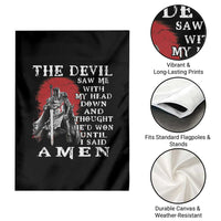 American Patriot Garden Flag The Devil Saw Me With My Head Down Until I Said Amen US Soldier