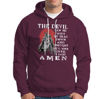 American Patriot Hoodie The Devil Saw Me With My Head Down Until I Said Amen US Soldier - Wonder Print Shop