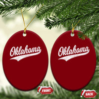 Vintage Oklahoma Throwback Distressed Ceramic Ornament Retro Classic OK State Pride - Wonder Print Shop