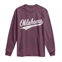 Vintage Oklahoma Throwback Distressed Long Sleeve Shirt Retro Classic OK State Pride - Wonder Print Shop