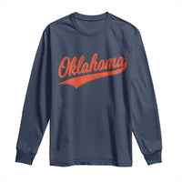 Vintage Oklahoma Orange Throwback Distressed Long Sleeve Shirt Retro Classic OK State Pride - Wonder Print Shop