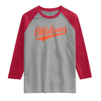 Vintage Oklahoma Orange Throwback Distressed Raglan Shirt Retro Classic OK State Pride - Wonder Print Shop