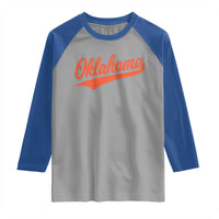 Vintage Oklahoma Orange Throwback Distressed Raglan Shirt Retro Classic OK State Pride - Wonder Print Shop