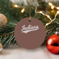 Vintage Indiana Retro Throwback Distressed Ceramic Ornament Retro Classic IN State Pride - Wonder Print Shop