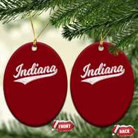 Vintage Indiana Retro Throwback Distressed Ceramic Ornament Retro Classic IN State Pride - Wonder Print Shop