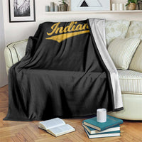 Vintage Indiana Retro Yellow Throwback Distressed Throw Blanket Retro Classic IN State Pride - Wonder Print Shop