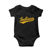 Vintage Indiana Retro Yellow Throwback Distressed Baby Onesie Retro Classic IN State Pride - Wonder Print Shop