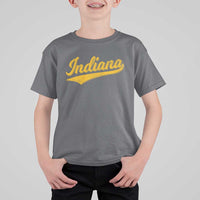 Vintage Indiana Retro Yellow Throwback Distressed T Shirt For Kid Retro Classic IN State Pride - Wonder Print Shop