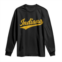 Vintage Indiana Retro Yellow Throwback Distressed Long Sleeve Shirt Retro Classic IN State Pride - Wonder Print Shop