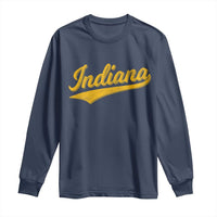 Vintage Indiana Retro Yellow Throwback Distressed Long Sleeve Shirt Retro Classic IN State Pride - Wonder Print Shop