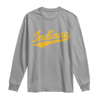 Vintage Indiana Retro Yellow Throwback Distressed Long Sleeve Shirt Retro Classic IN State Pride - Wonder Print Shop