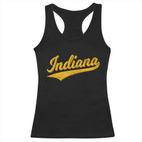 Vintage Indiana Retro Yellow Throwback Distressed Racerback Tank Top Retro Classic IN State Pride - Wonder Print Shop