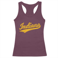 Vintage Indiana Retro Yellow Throwback Distressed Racerback Tank Top Retro Classic IN State Pride - Wonder Print Shop