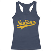 Vintage Indiana Retro Yellow Throwback Distressed Racerback Tank Top Retro Classic IN State Pride - Wonder Print Shop