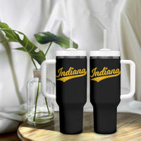 Vintage Indiana Retro Yellow Throwback Distressed Tumbler With Handle Retro Classic IN State Pride - Wonder Print Shop