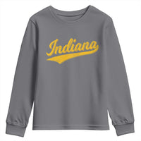 Vintage Indiana Retro Yellow Throwback Distressed Youth Sweatshirt Retro Classic IN State Pride - Wonder Print Shop