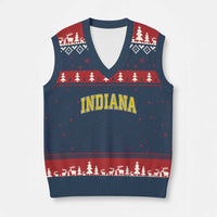 Vintage Indiana IN V-Neck Knit Sweater Vest Retro Throwback Design Classic Yellow Athletic Sports - Wonder Print Shop