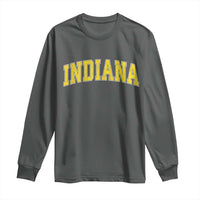 Vintage Indiana IN Long Sleeve Shirt Retro Throwback Design Classic Yellow Athletic Sports - Wonder Print Shop