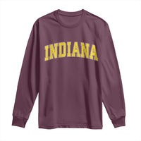 Vintage Indiana IN Long Sleeve Shirt Retro Throwback Design Classic Yellow Athletic Sports - Wonder Print Shop