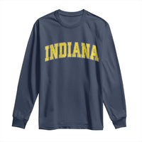 Vintage Indiana IN Long Sleeve Shirt Retro Throwback Design Classic Yellow Athletic Sports - Wonder Print Shop