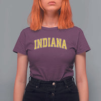 Vintage Indiana IN T Shirt For Women Retro Throwback Design Classic Yellow Athletic Sports - Wonder Print Shop