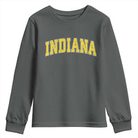 Vintage Indiana IN Youth Sweatshirt Retro Throwback Design Classic Yellow Athletic Sports - Wonder Print Shop