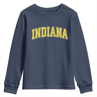 Vintage Indiana IN Youth Sweatshirt Retro Throwback Design Classic Yellow Athletic Sports - Wonder Print Shop