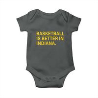 Basketball Is Better in Indiana Baby Onesie Bold Yellow Statement Hoosier Hoops Fans - Wonder Print Shop