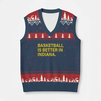 Basketball Is Better in Indiana V-Neck Knit Sweater Vest Bold Yellow Statement Hoosier Hoops Fans - Wonder Print Shop