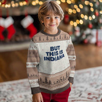 But This Is Indiana Ugly Christmas Sweater Hoosier Basketball Fans Bold Blue and Gold - Wonder Print Shop