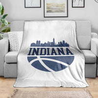 Indiana Skyline Basketball Throw Blanket Distressed Urban Hoops Graphic for Indy Fans