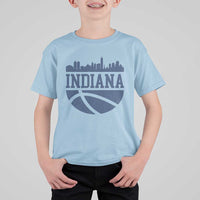 Indiana Skyline Basketball T Shirt For Kid Distressed Urban Hoops Graphic for Indy Fans