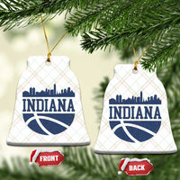 Indiana Skyline Basketball Ceramic Ornament Distressed Urban Hoops Graphic for Indy Fans