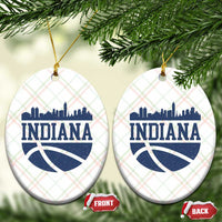 Indiana Skyline Basketball Ceramic Ornament Distressed Urban Hoops Graphic for Indy Fans