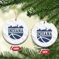 Indiana Skyline Basketball Ceramic Ornament Distressed Urban Hoops Graphic for Indy Fans