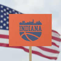 Indiana Skyline Basketball Protest Sign Distressed Urban Hoops Graphic for Indy Fans