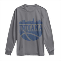 Indiana Skyline Basketball Long Sleeve Shirt Distressed Urban Hoops Graphic for Indy Fans