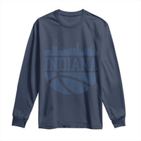 Indiana Skyline Basketball Long Sleeve Shirt Distressed Urban Hoops Graphic for Indy Fans
