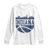 Indiana Skyline Basketball Long Sleeve Shirt Distressed Urban Hoops Graphic for Indy Fans