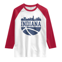 Indiana Skyline Basketball Raglan Shirt Distressed Urban Hoops Graphic for Indy Fans