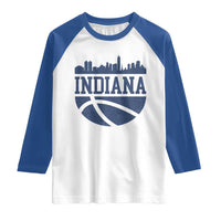 Indiana Skyline Basketball Raglan Shirt Distressed Urban Hoops Graphic for Indy Fans