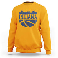 Indiana Skyline Basketball Sweatshirt Distressed Urban Hoops Graphic for Indy Fans