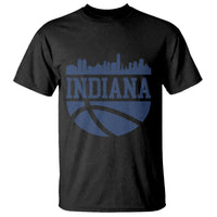 Indiana Skyline Basketball T Shirt Distressed Urban Hoops Graphic for Indy Fans