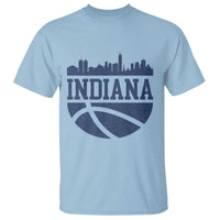 Indiana Skyline Basketball T Shirt Distressed Urban Hoops Graphic for Indy Fans