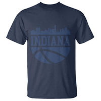Indiana Skyline Basketball T Shirt Distressed Urban Hoops Graphic for Indy Fans
