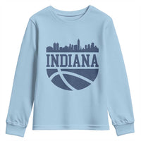 Indiana Skyline Basketball Youth Sweatshirt Distressed Urban Hoops Graphic for Indy Fans