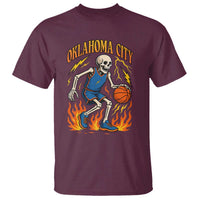 Oklahoma City Basketball Skeleton T Shirt OKC Hoops Fan Life Sport Lover - Wonder Print Shop