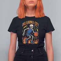 Oklahoma City Basketball Skeleton T Shirt For Women OKC Hoops Fan Life Sport Lover - Wonder Print Shop