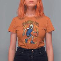 Oklahoma City Basketball Skeleton T Shirt For Women OKC Hoops Fan Life Sport Lover - Wonder Print Shop